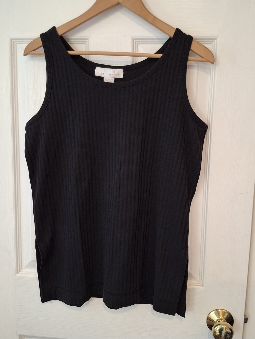 Vtg The Limited Rib Knit Tank Top Tunic Black Stretch 80s/90s Poly Cotton Wms M